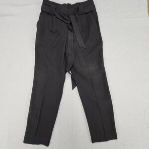 Express Womens Size 4P Petite Black High Rise Ankle Pants Tie Belt Pull On